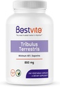 BESTVITE Tribulus Terrestris 850mg ανά καψάκιο (240 κάψουλες χορτοφάγων) - Τυποποιημένο Εκχύλισμα - Min 45% Σαπωνίνες - Χωρίς Stearates - Όχι Διοξείδιο του πυριτίου - Χωρίς πληρωτικά - Vegan - Μη ΓΤΟ - Χωρίς γλουτένη