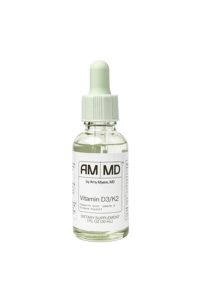 Amy Myers MD Vitamin D3/K2 Liquid - Υποστηρίζει την υγεία των οστών, την ανοσοποιητική λειτουργία & την ισορροπία ορμονών - Υψηλή απορρόφηση - Μη-Dairy, Gluten-free - 1 fl oz (30 υπηρεσίες)