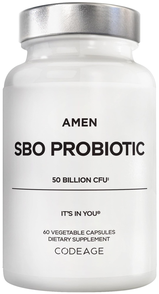 Amen Probiotics Supplement, SBO Probiotic and Organic Prebiotics, 50 Billion CFUs, Shelf Stable, No Refrigeration Required, Flora Daily Probiotic Formula for Women & Men, Vegan & Non-GMO, 60 Capsules