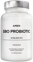 Amen Probiotics Supplement, SBO Probiotic and Organic Prebiotics, 50 δισεκατομμύρια CFUs, Ράφι Σταθερό, Δεν απαιτείται ψύξη, Flora Καθημερινή Προβιοτική Φόρμουλα για γυναίκες & άνδρες, Vegan & μη-GMO, 60 κάψουλες