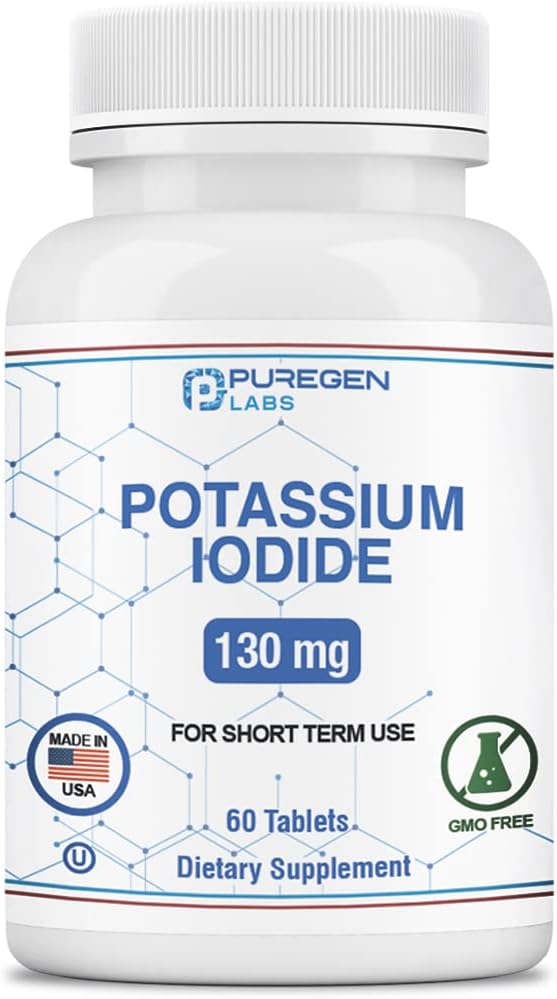 Ιωδιούχα δισκία καλίου 130 mg Kosher Iodine δισκία, Θυρεοειδής Υποστήριξη – 60 δισκία