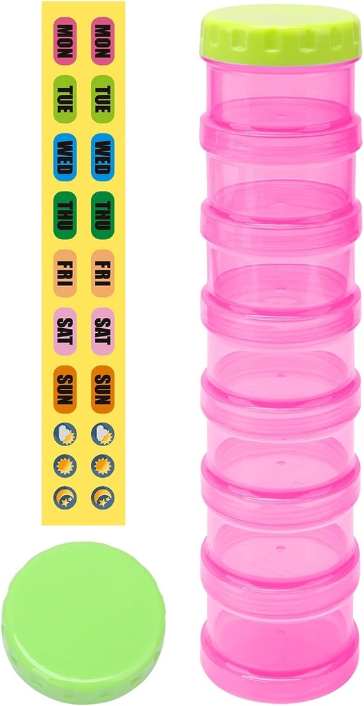 7 ημέρα Hill Organizer περίπτωση Stackable Εβδομαδιαία Συμπληρώματα Βιταμίνες Χάπια Κάτοχος διανομής Extra Μεγάλο Διαφανές ροζ με ετικέτα και 2 ακόμα Λίντες