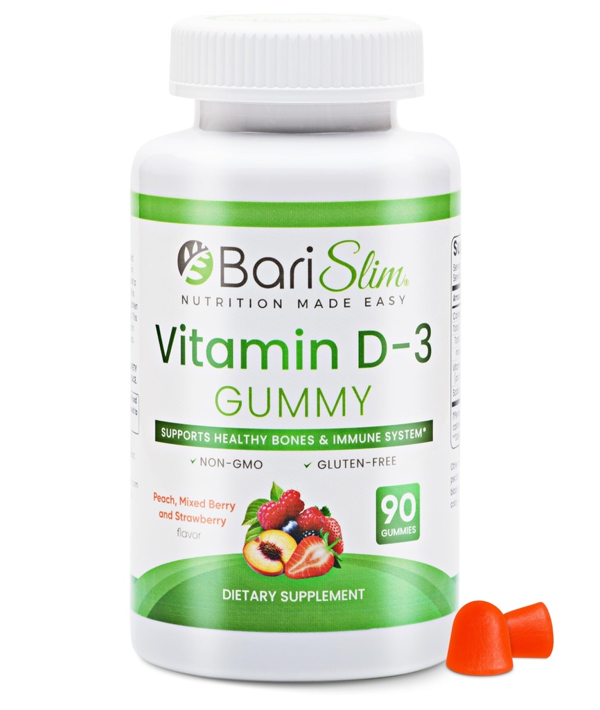 Barislim Bariatric Vitamin D-3 Gummies - Ειδικά Formulated Gummy Vitamin for Aσθενείς Μετά από Χειρουργική Απώλεια βάρους - Εύκολη στο Digest και Μεγάλη Γεύσεις Φρούτων 