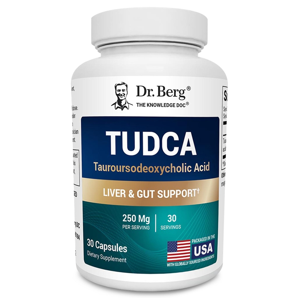 Berg TUDCA συμπλήρωμα (Taurussodeoxycholic Acid) - Ισχυρή φόρμουλα για την υγεία του ήπατος, τη ροή της χοληδόχου κύστης, υποστήριξη της χοληδόχου κύστης, και Digestive Health* - 30 κάψουλες