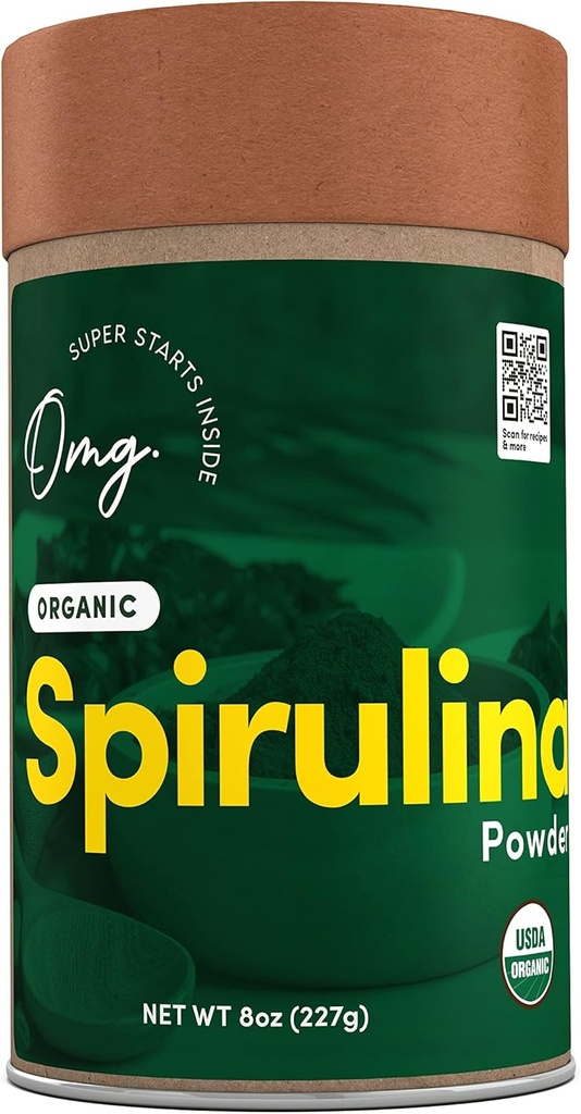 Ω, Θεέ μου! Superfoods Organic Spirulina Powder - 100% Pure, USDA Certified Organic - Καλή πηγή σιδήρου, βιταμίνης Α & βιταμίνης Β12. - 8 ουγγιά (1 πακέτο) ...