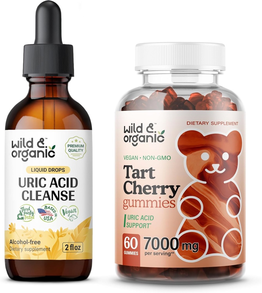 Άγρια & οργανικά Uric Acid καθαρισμού Βάμμα 2 fl oz & Tart Cherry Gummies