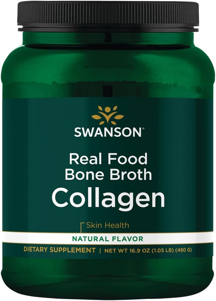 Swanson Real Food Bone Broth Collagen - Natural Flavor 16.9 oz Pwdr
