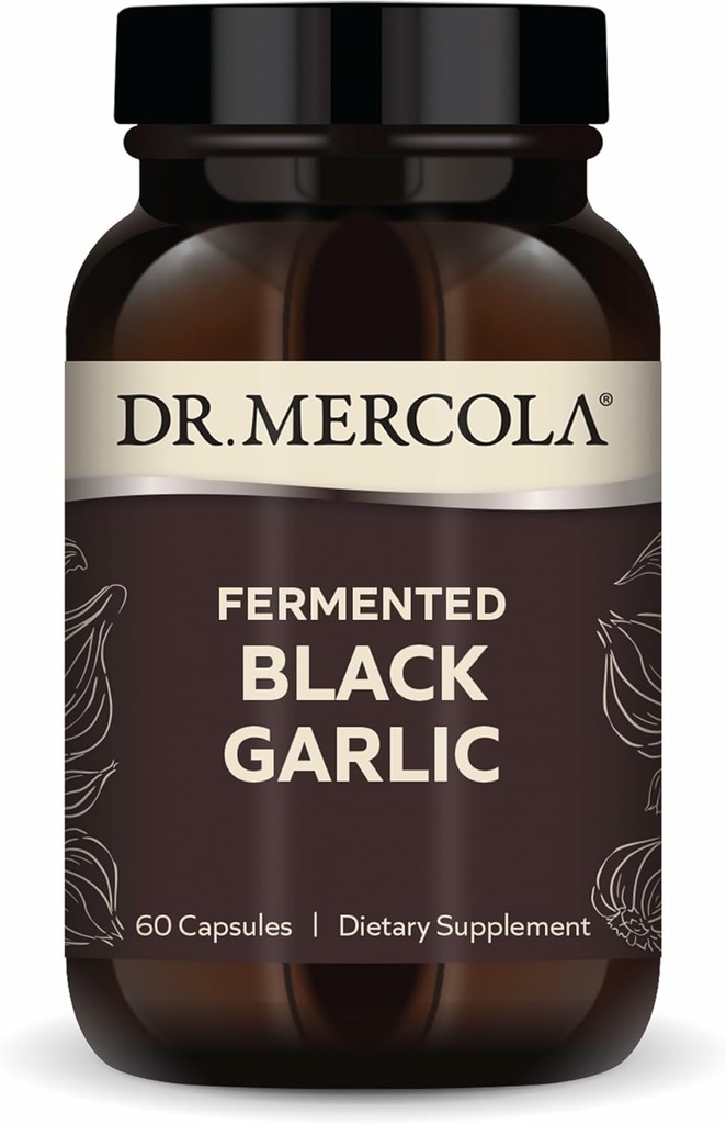 Dr. Mercola Fermented Black Σκόρδο - Συμπλήρωμα αντιοξειδωτικών - για την υποστήριξη ανοσοποιητικής, κυτταρικής και καρδιακής υγείας - Περιλαμβάνει S-Allyl-Cysteine - μη GMO, χωρίς γλουτένη & χωρίς σόγια - 60 κάψουλες (30 σερβιρίσματα)