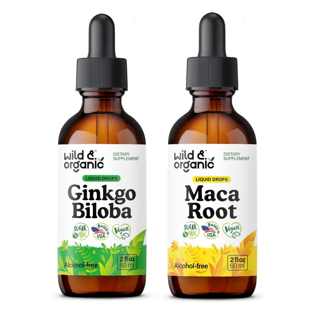 Άγρια & οργανικά Ginkgo Biloba Βάμμα 2 fl oz & Maca Ρίζα Βάμμα 2 fl oz