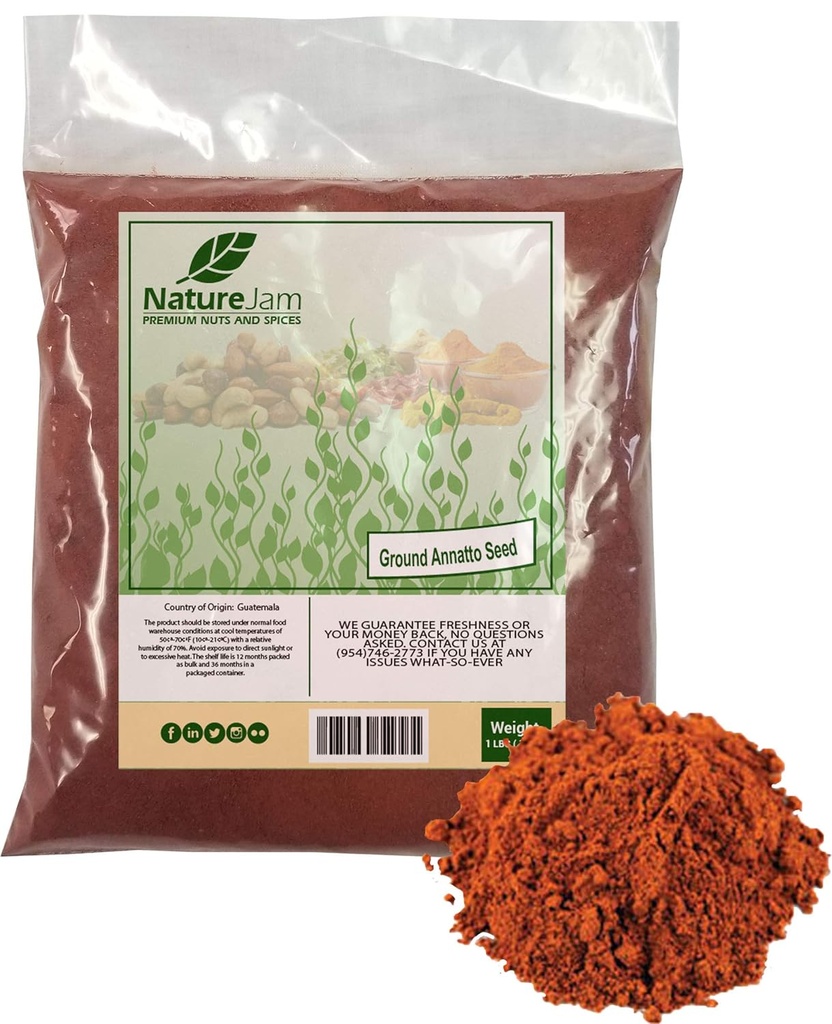 Ground Annatto Seed Powder Bulk Bag 1 Pound-The Most Powerful Source of Vitamin E Tocotrienols