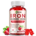 Συμπληρώματα σιδήρου Gummies, 65mg Σιδήρου και 250mg Βιταμίνη C για γυναίκες Παιδιά, Φυσική Vegan Iron Gummy με βιταμίνη Α, B-Complex, Βιοτίνη, ψευδάργυρος & Folate Ενεργειακή Υποστήριξη & Ανοσοποιητική Υγεία, 60 Gummies