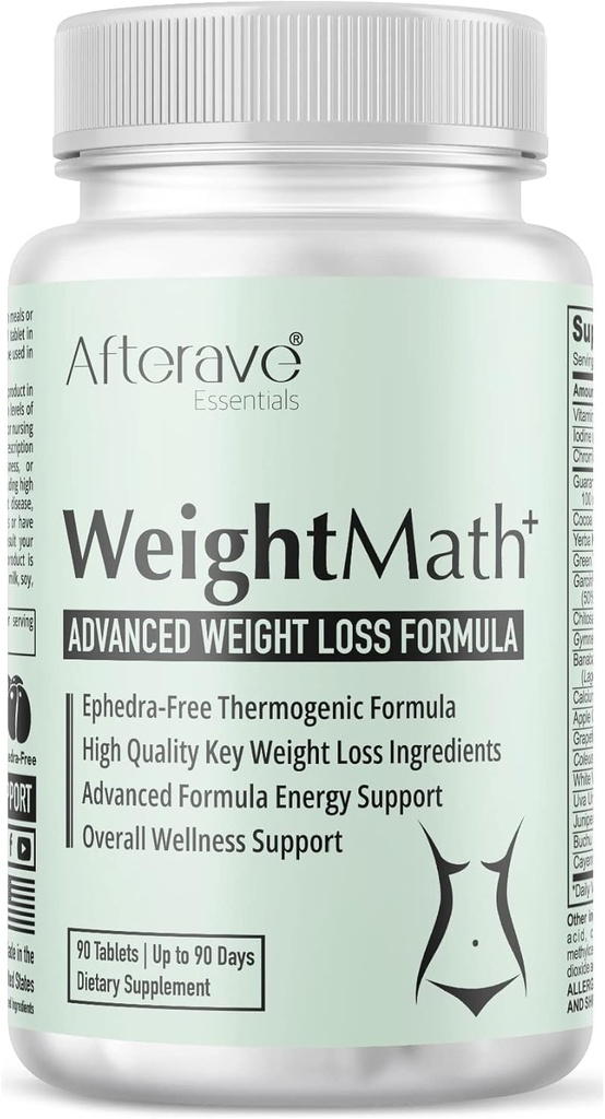 WeightMath Advanced Metabolism Booster & Thermogenic Formula, Flatter Stomach, Aids Belly Bloat, Digestive & Probiotic System, Essential Nutrients to Help Rapid Colon Cleanse