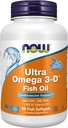 NOW Συμπληρώματα, Ultra Omega 3-DTM, Omega-3 Fish Oil + Βιταμίνη D-3, Καρδιαγγειακή Υποστήριξη*, 90 Softgels