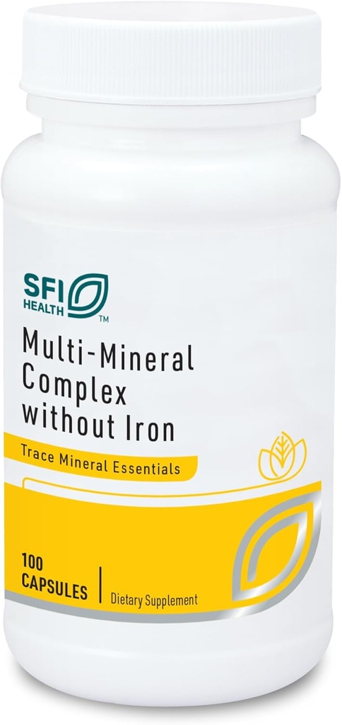 Klaire Labs SFI Health Multi-Mineral Complex Without Iron - Broad Spectrum & Hypoallergenic Essential Trace Mineral Blend with Copper & Zinc, Iron-Free (100 Capsules)
