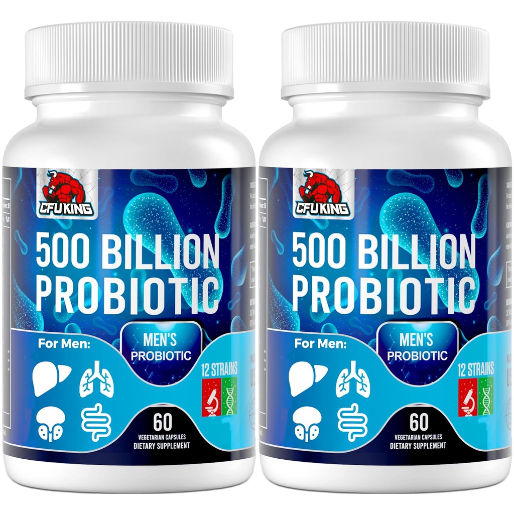 Προβιοτικά για άνδρες, 500 δις CFU & 12 Mens Probiotic για Digestive Health + 4 Organic Prebiotic Fiber, για Digestive, Gut, Immune Health, Bloating, Gas, Energy Support, Ruffel Stable - 120 Κάψουλες