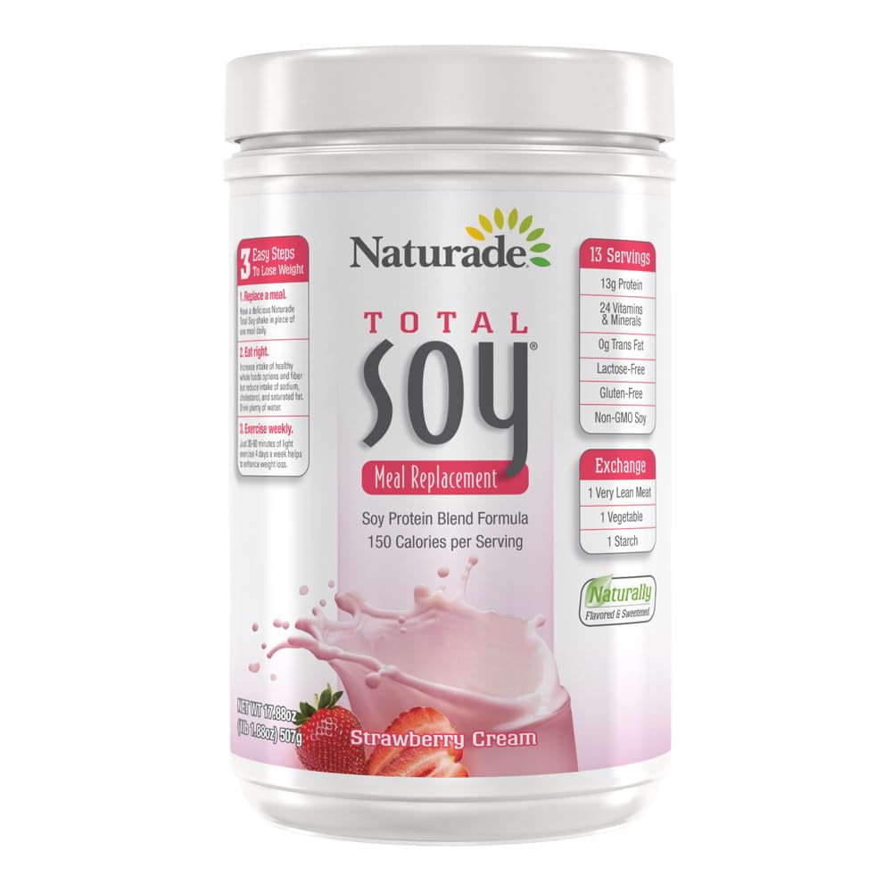 Naturade συνολική πρωτεΐνη σόγιας σκόνη - 13g πρωτεΐνη & 150 θερμίδες ανά υπηρεσία - μη GMO σόγια - 0g Trans λίπος - Λακτόζη & Χωρίς γλουτένη - Κρέμα φράουλα (13 σερβίτσια)