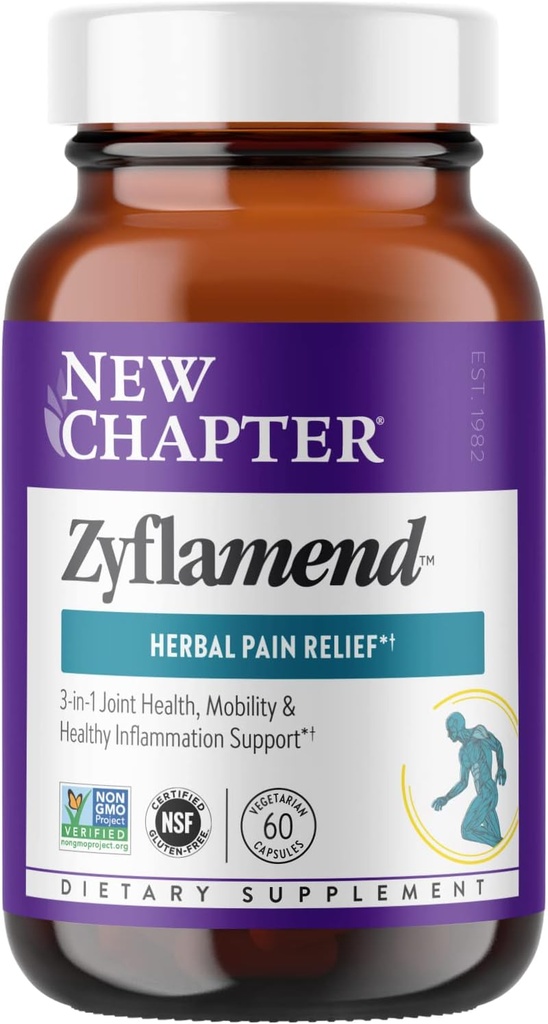 Νέο κεφάλαιο ZyflamendTM Multi-Herbal Pain Reliever+ Joint Supplement, 10-σε-1 Superfood Blend με Ginger & Turmeric για Υγιεινή Φλεγμονή Ανταπόκριση & Αρωματικό Πόνος Relief+, 60 Count