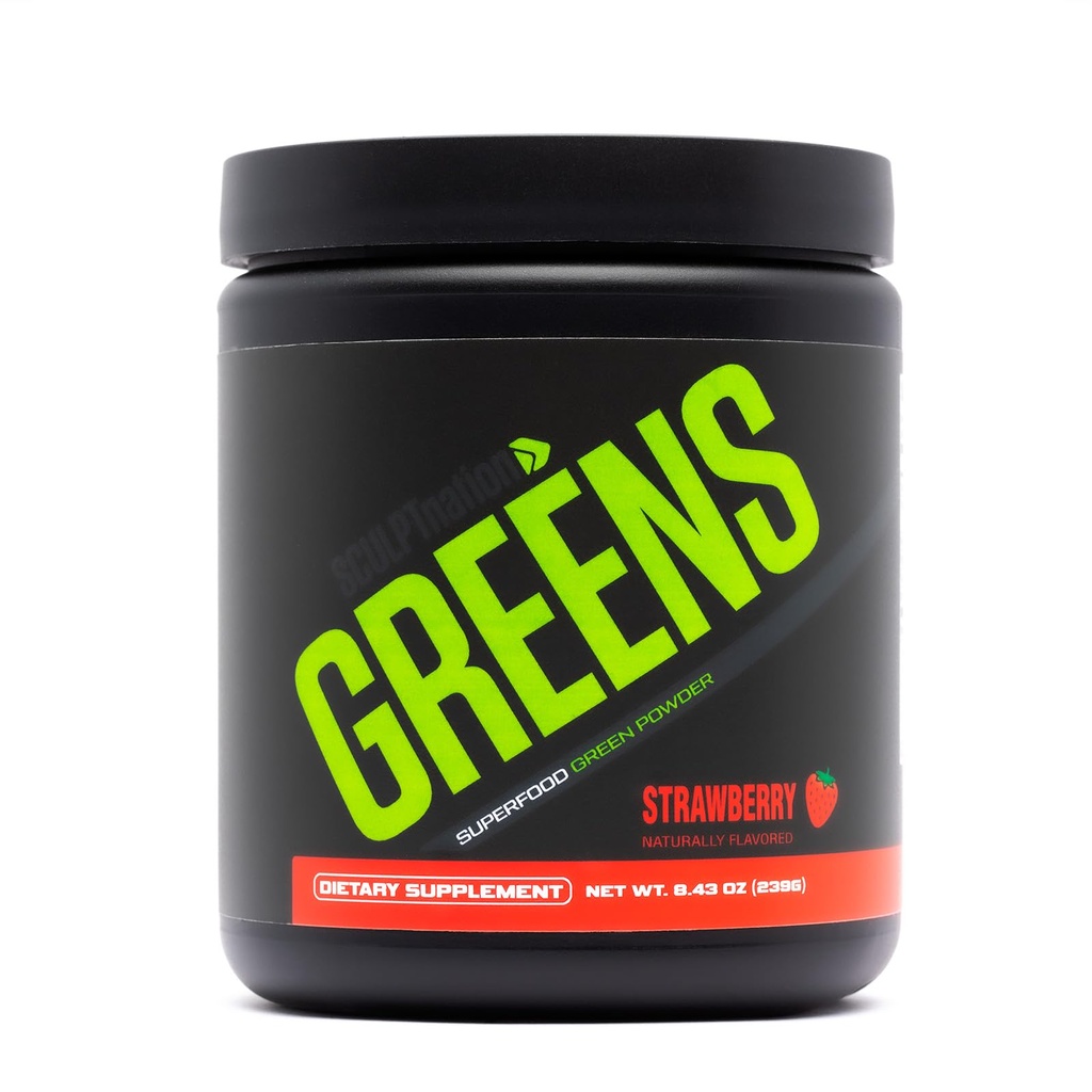 Sculpt Nation by V Shred Greens Strawberry - Premium Greens Powder & Superfood Blend με Collagen για την υποστήριξη του δέρματος, της πέψης και της ενέργειας - 30-Day Supply