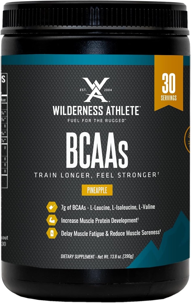Athlete Wilderness - BCAAs - Διακλαδισμένης Αλυσίδας Amino Acids Powder - Essential Amino Acids Supplement for Men & Women - BCAA Supplement with Optimal Amino Acid Complex (Pineapple)
