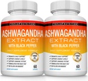 Βιολογικά χάπια σκόνης ρίζας Ashwagandha 1950 Mg με εκχύλισμα μαύρου πιπεριού - καθαρό συμπλήρωμα φυσικής Ashwagandha, ενέργεια υποστήριξης, για τις γυναίκες ανδρών, 60 κάψουλες