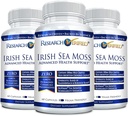 Research Verified Irish Sea Moss - Bladderwrack, Burdock, BioPerine - Rich in Prebiotics - Boost Immunity, Aid Digestion - 180 Capsules - Vegan - Made in The USA