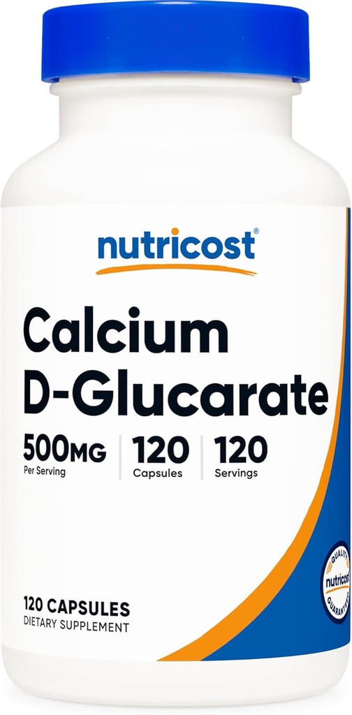 Nutricost Ασβέστιο D-Glucarate 500mg, 120 κάψουλες - Χωρίς γλουτένη, μη ΓΤΟ, χορτοφάγοι φιλικοί
