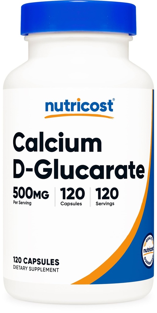Nutricost Ασβέστιο D-Glucarate 500mg, 120 κάψουλες - Χωρίς γλουτένη, μη ΓΤΟ, χορτοφάγοι φιλικοί