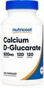 Nutricost Ασβέστιο D-Glucarate 500mg, 120 κάψουλες - Χωρίς γλουτένη, μη ΓΤΟ, χορτοφάγοι φιλικοί