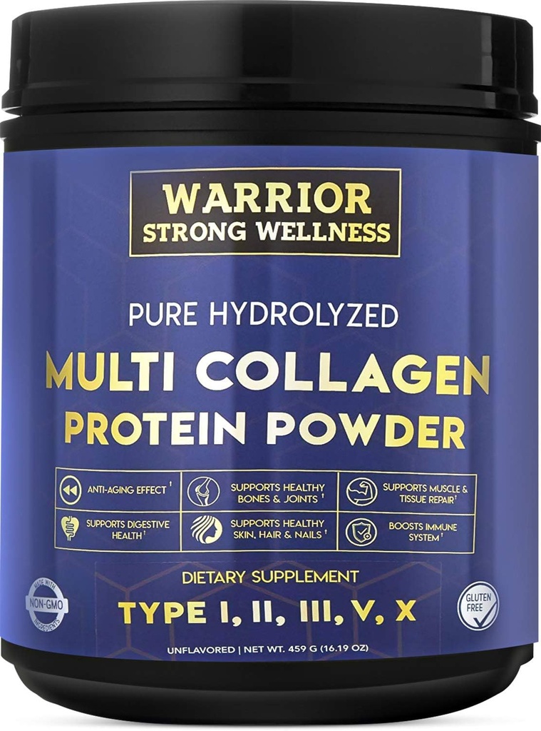 Pure Hydrolyzed Multi Collagen Protein Powder, Collagen Powder, Boost Energy, για γήρανση Ελαστικό του δέρματος, Hair & Nails Growth Support, Κοινή Υγεία (Άγευστη)