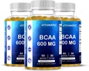 Vitamatic BCAA Gummies - Κλάδος Αλυσίδα Amino Acid Συμπληρώματα - Ροδάκινο Γεύση - 600mg ανά Σερβίρισμα - 60 Vegan Pectin Based Gummies (3 μπουκάλια)