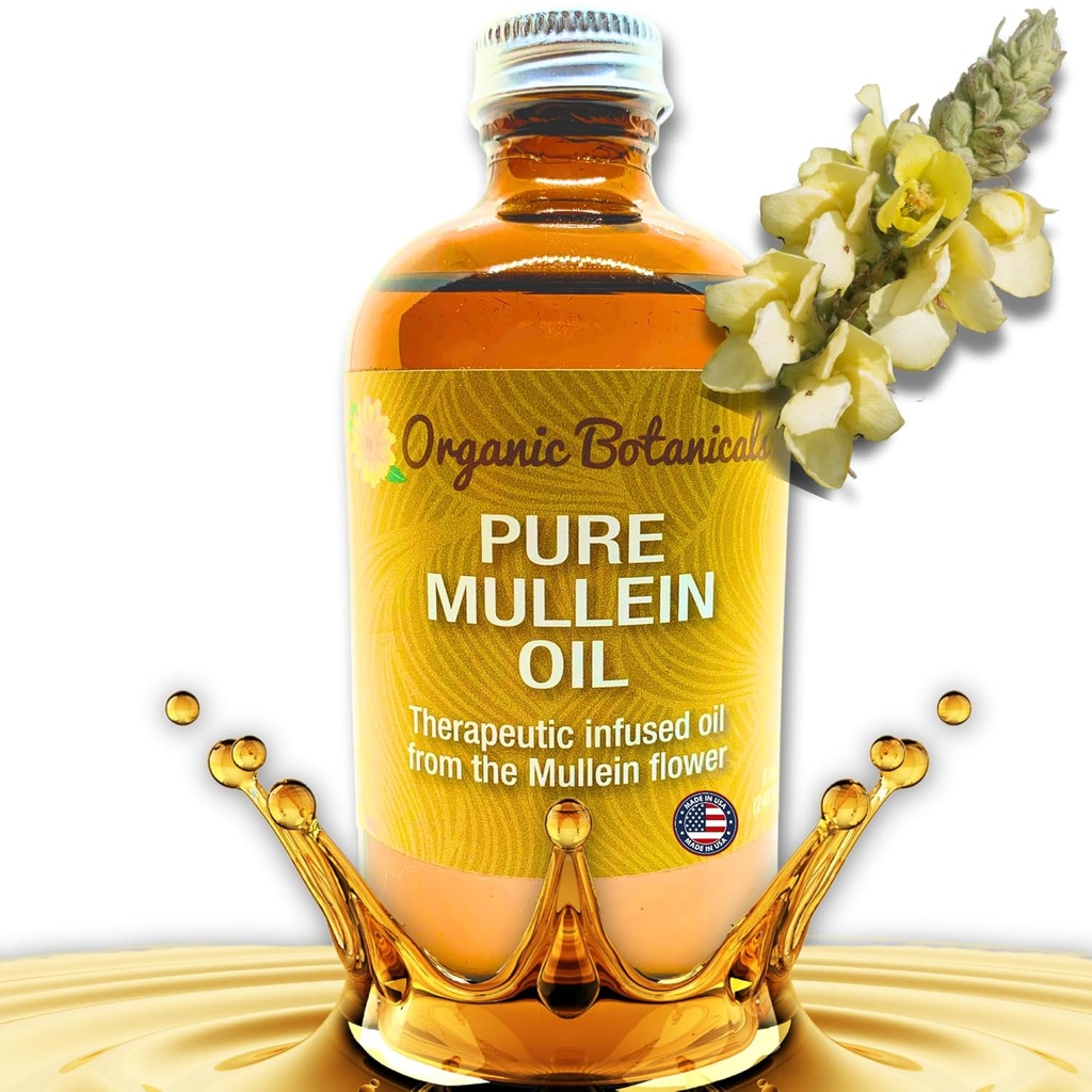 Λάδι μουλλιν - Βιολογικές σταγόνες λαδιού αυτιών για τους πόνους του αυτιού, εμβοές & παιδιά - εκχύλισμα βοτάνων για την ανακούφιση κατάποσης (4 oz)