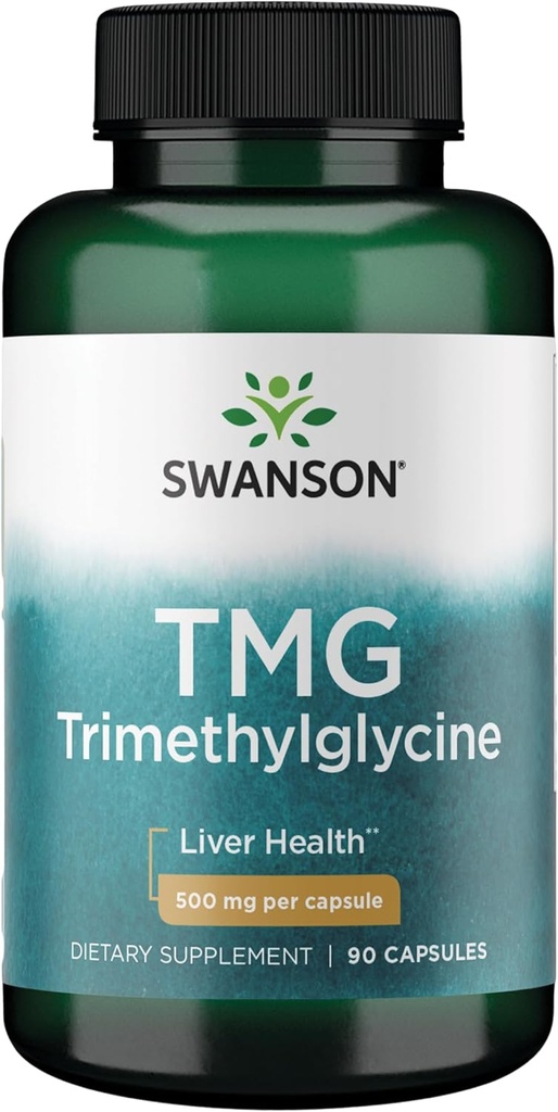 Swanson TMG Trimethylglycine - Amino Acid Supplement Promoting Healthy Liver Function & Heart Health Support - (90 Capsules, 500mg Each)