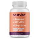 BESTVITE L-αργινίνη L-Citrulline 500mg / 250mg Vegan (240 κάψουλες χορτοφαγίας) - Όχι Stearates - Όχι Dicalcium Phosphate - Μη ΓΤΟ - Χωρίς γλουτένη