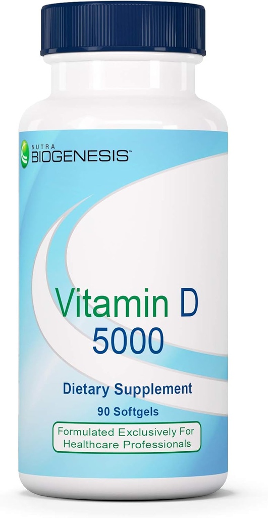Nutra Biogenesis Vitamin D 5000 - Βιταμίνη D3 5000 IU κάψουλες Softgel για άνδρες και γυναίκες, συμπλήρωμα VIT D για την υποστήριξη του ανοσοποιητικού, υγιή δόντια & υγεία των οστών - 90 Softgels