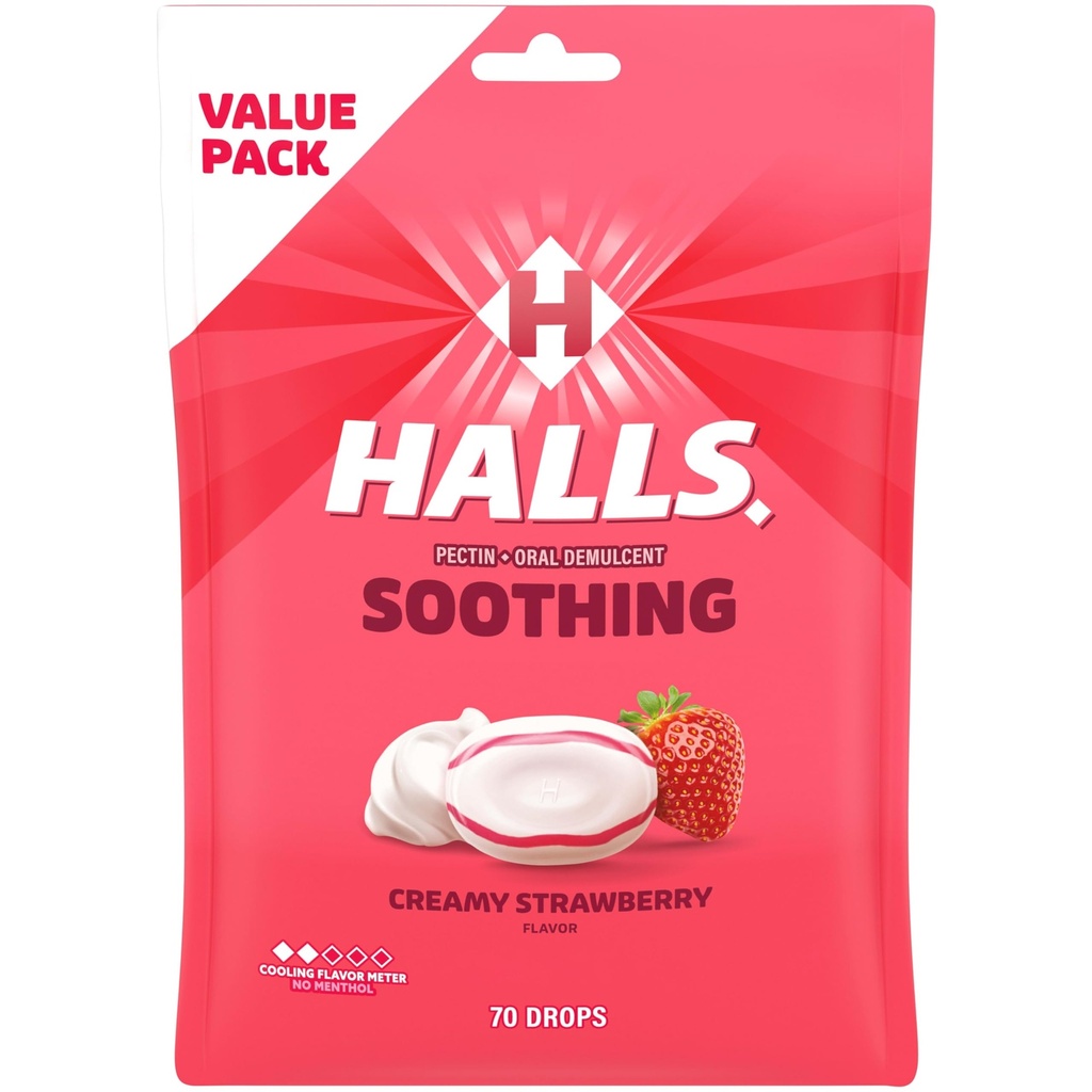 HALLS Λαρύγγι καταπραϋντικό (Πρώην HALLS Breezers) κρεμώδες λαρυγγικό λαρύγγι, πακέτο οικονομίας, 70 σταγόνες