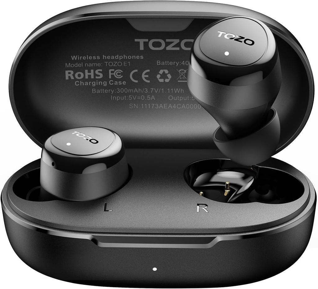 TOZO Ασύρματα ακουστικά Build in Mic Clear Calls Ergonomic Light Weight Bluetooth 5.3 in Ear Ακουστικά Αδιάβροχα Premium Στερεοφωνικά Ήχου Buds 30H Playtime with 32 EQs via APP