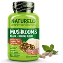 NATURELO Mushroom Supplement Brain & Immune Health Blend with Lion s Mane, Reishi, Turkey Tail 90 Vegan Φιλικές κάψουλες