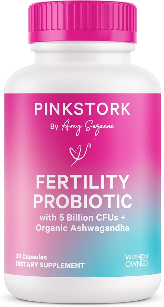 Pink Stork Fertility Support Probiotics for Women with Ashwagandha for Vaginal Health, Conception, pH Balance, Hormone Balance, and Gut Flora, Συμπληρώματα γονιμότητας για γυναίκες, 30 κάψουλες