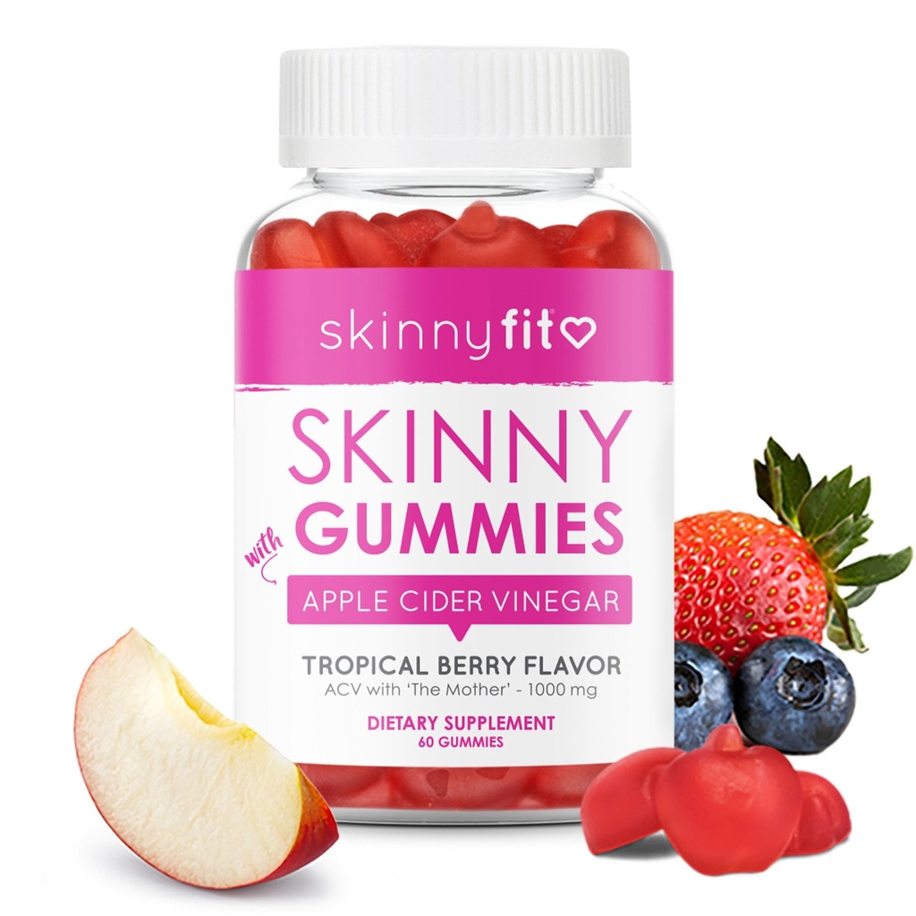 SkinnyFit Skinny Gummies Apple Cinegar Gummies w/ The Mother, Healthy Weight, Immune Support, Vitamin B9, B12, Beetroot, Ρόδι, Vegan-Friendly, 60 Count