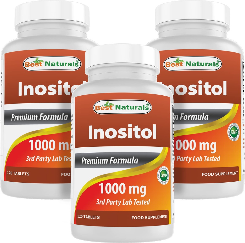 Best Naturals Inositol 1000 mg 120 δισκία (120 Count (Pack of 1)) (120 Count (Packf of 3))