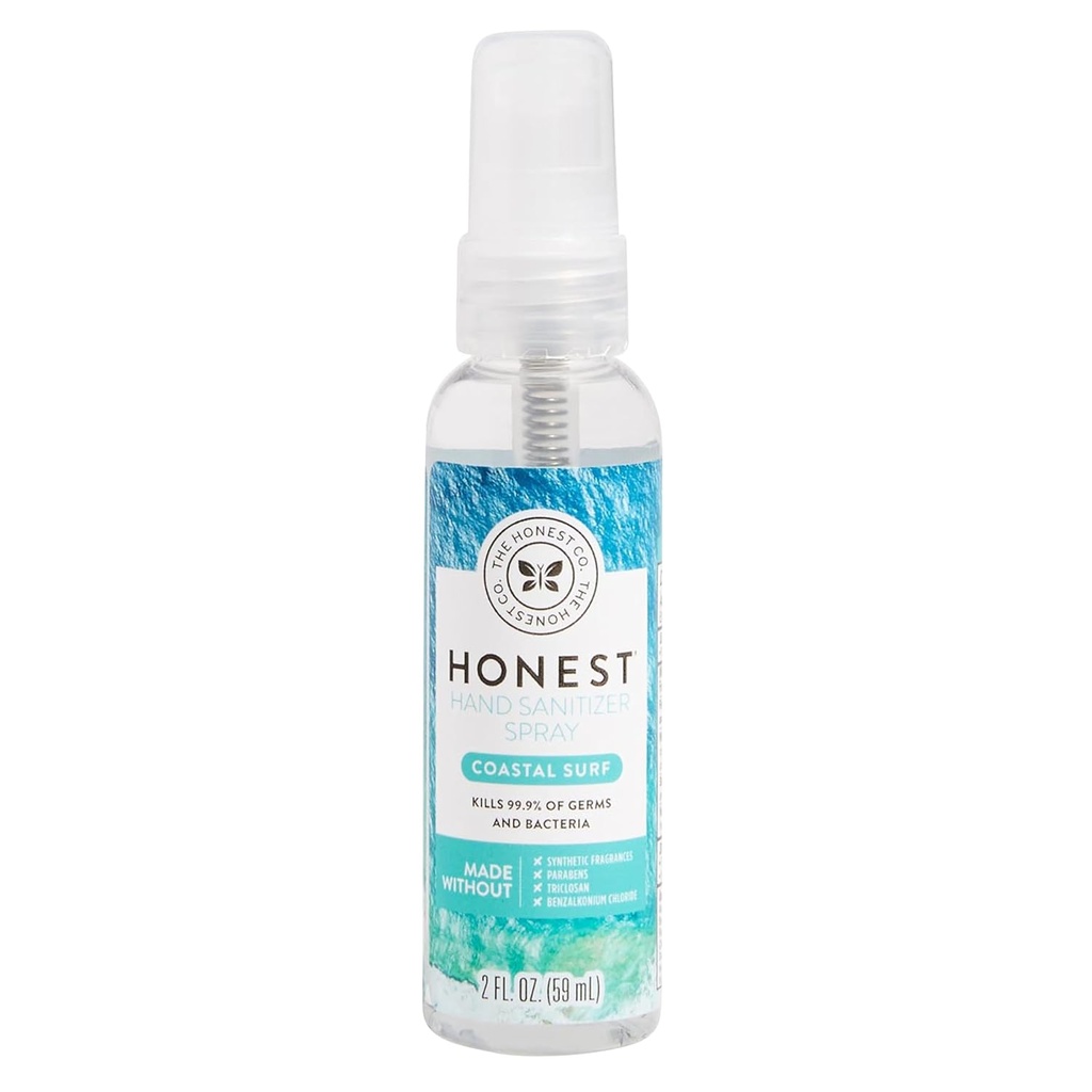 The Hony Company Plant-Based Hand Sanitizer Spray Σκοτώνει το 99,9% των Germs Hypoallergenic Γρήγορης στεγνώματος και Ενυδατική Παράκτια Surf 2 fl oz
