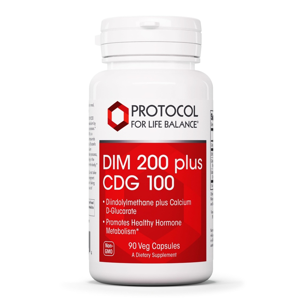 PROTOCOL FOR LIFE BALANCE DIM 200 Plus CDG - 200mg - Calcium & DIM Supplement - for Cleanse Detox & Hormone Metabolism - Calcium D Glucarate - Non-GMO & Kosher - 90 Veg Caps