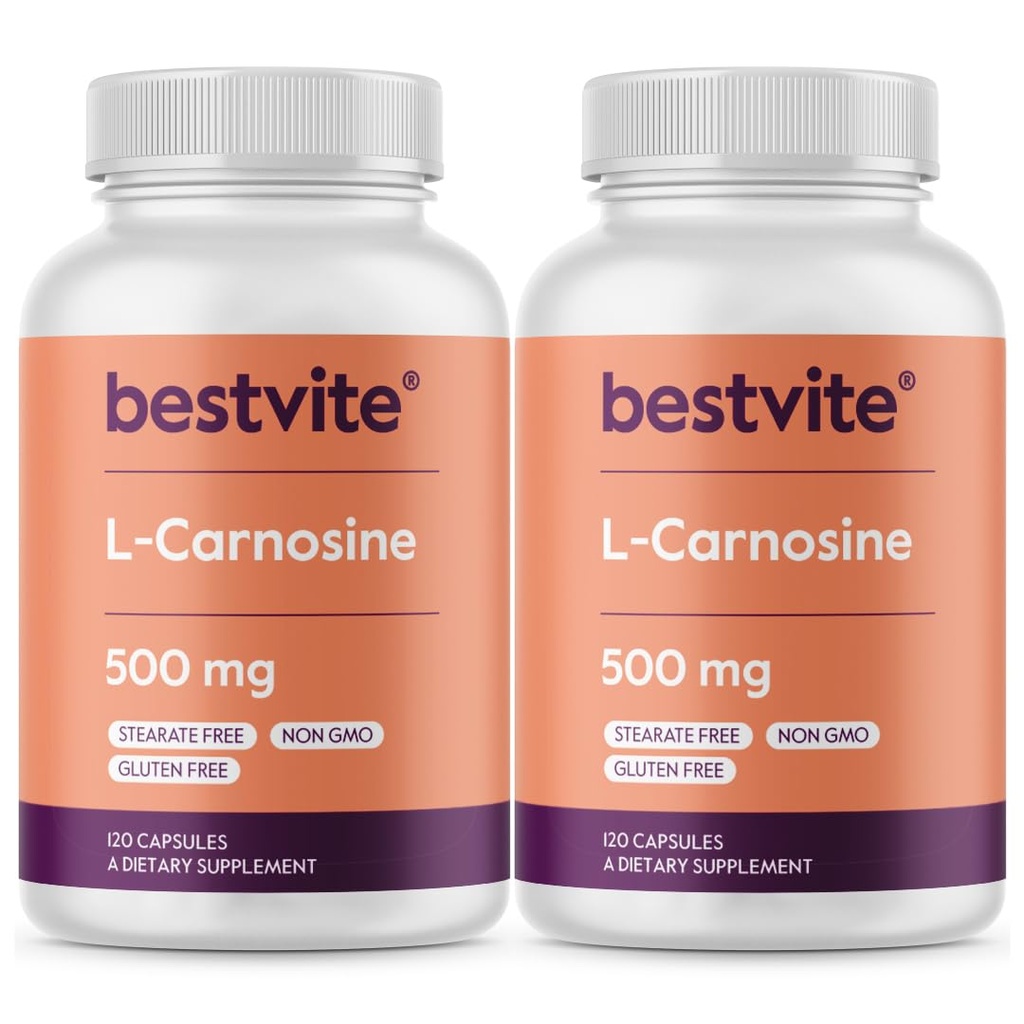 BESTVITE L-Καρνοσίνη 500mg (240 κάψουλες) (120x2) Χωρίς πληρωτικά - Χωρίς Stearate - Μη ΓΤΟ - Χωρίς γλουτένη