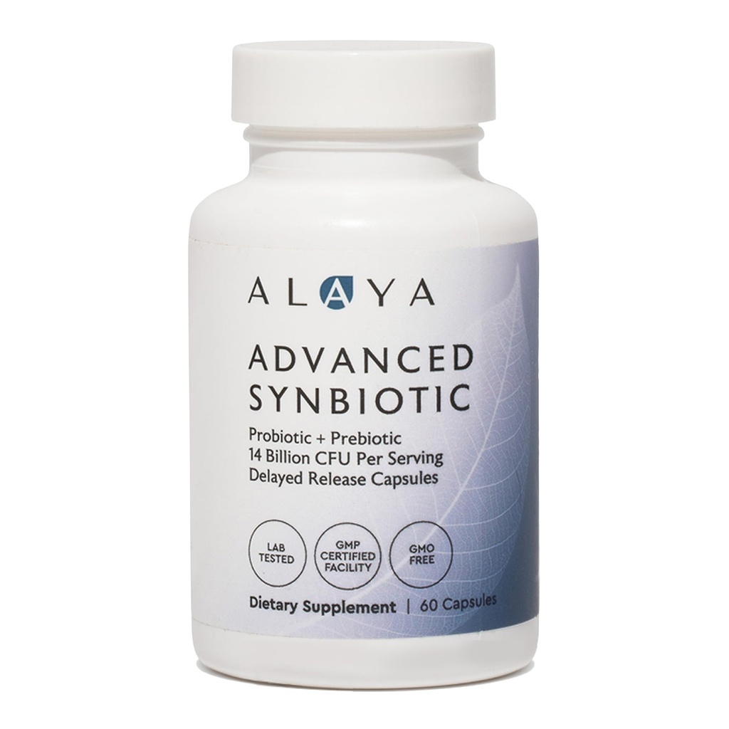 Alaya Naturals Advanced Synbiotic - Probiotic + Prebiotic - 14 Billion CFU Delayed Release Probiotic Supplement with Prebiotics from Sunfiber®, and L-glutamine for Gut Lining Integrity - 60 Κάψουλες