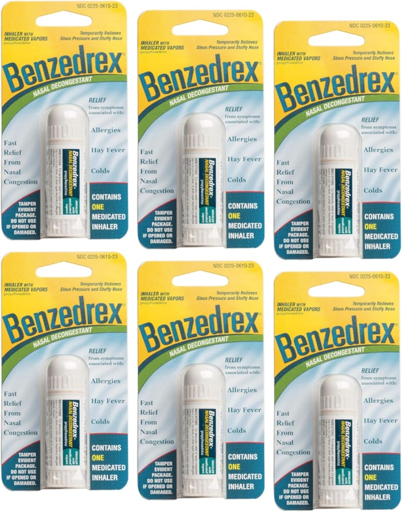 Benzedrex Inhaler Προπυλεξεδρίνη Nasινικό αποσυμφορητικό - 1 κόμης (πακέτο του 6)
