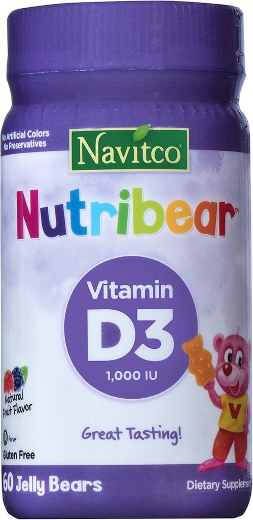 "NutriBear" Βιταμίνη D3 1. 000 IU Μεγάλη γεύση, 60 Jelly Bears