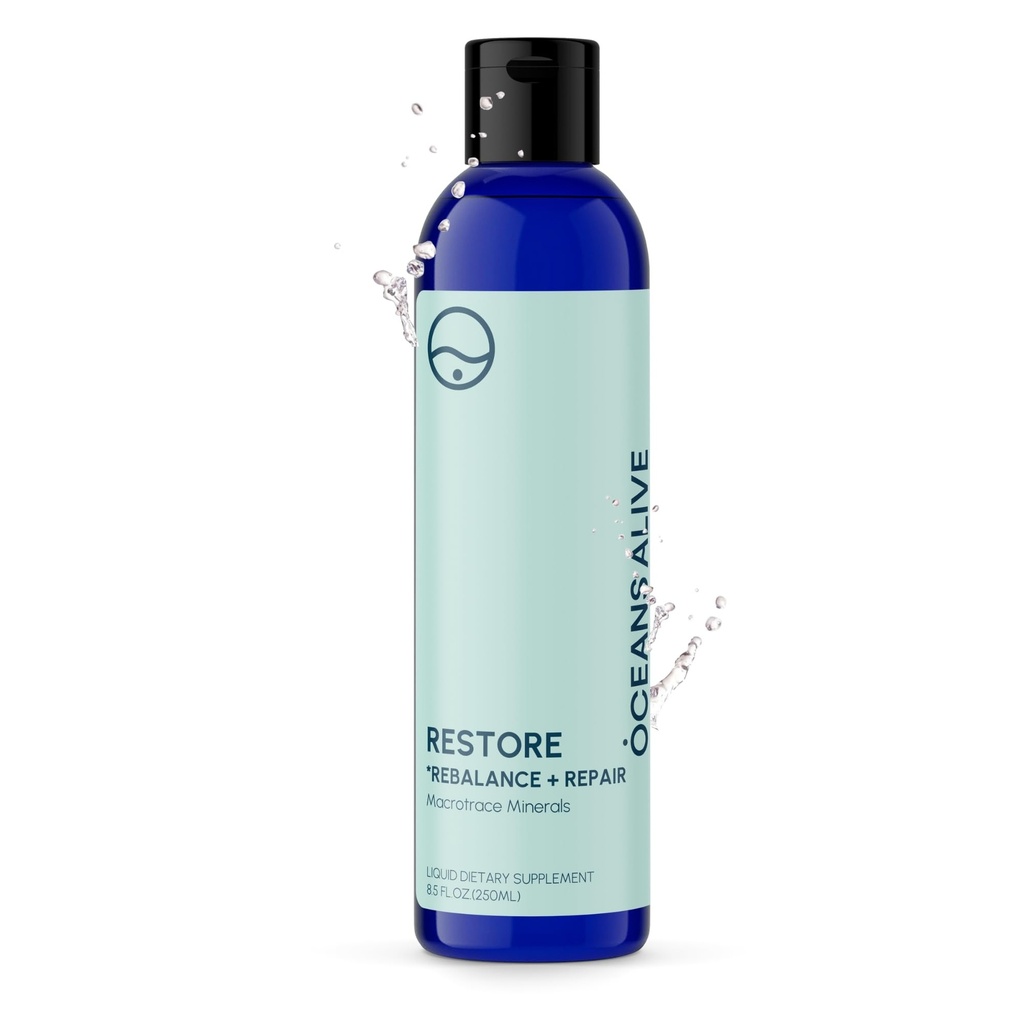 Restore - Rebalance + Repair Liquid Drops – Ionic Trace Mineral Solution for Hydration, Electrolytes & Mineral Supplement Support, Mineral Rich Liquid Trace Elements, 8.4 fl oz