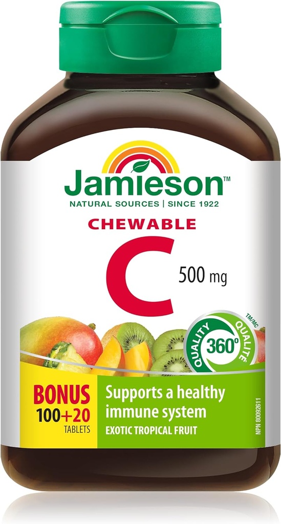 Jamieson Chewable Vitamin C 500 mg Exotic Tropical Fruit, 120ct, Εισάγεται από τον Καναδά}